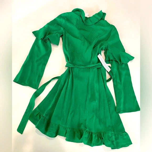 Top Shop Green Star Wrap Mini Dress Size 2 - Picture 5 of 5